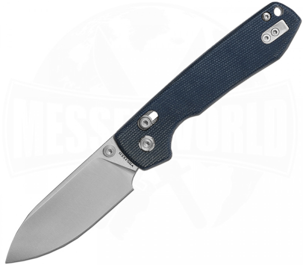 Vosteed Raccoon CB Satin Blue Micarta folding knife with crossbar lock
