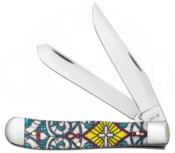 Case Cutlery SS Glass Cross Natural Bone Trapper Gift Box