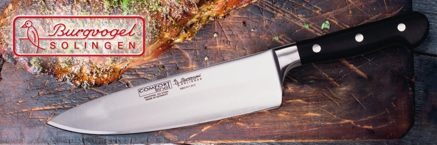 Burgvogel Solingen Kochmesser mit schwarzen vernieteten Kunststoffgriffen