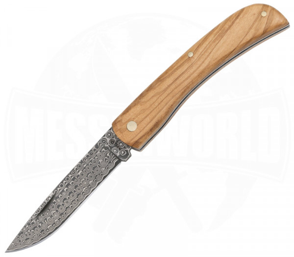 Haller Damascus Pocket Knife Olivewood Handle