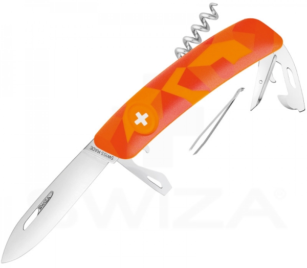 SWIZA C03 LUECO CAMO - Pocket knife with orange handle scales