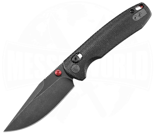 Trivisa Knives Butterfly BM All-Black EDC mit 14C28N Klinge, Micarta und rotem Daumenpin
