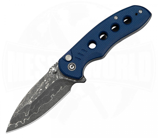 CIVIVI Triptych Damascus Blue Micarta C23085B-DS1 - EDC Buttonlock