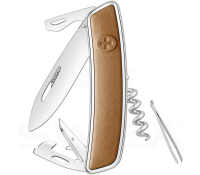 Vorschau: Hochwertiges Schweizer Messer mit Naturleder-Griffbeschalung Vorschau: Hochwertiges Schweizer Messer mit Naturleder-Griffbeschalung