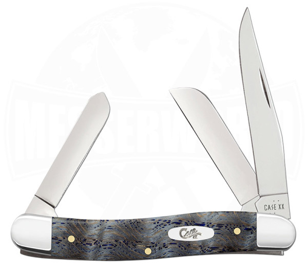 Case Knives SS Blue Curly Oak Wood Smooth Medium Stockman