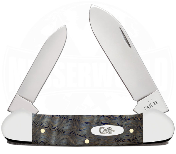 Case Knives SS Blue Curly Oak Wood Smooth Canoe