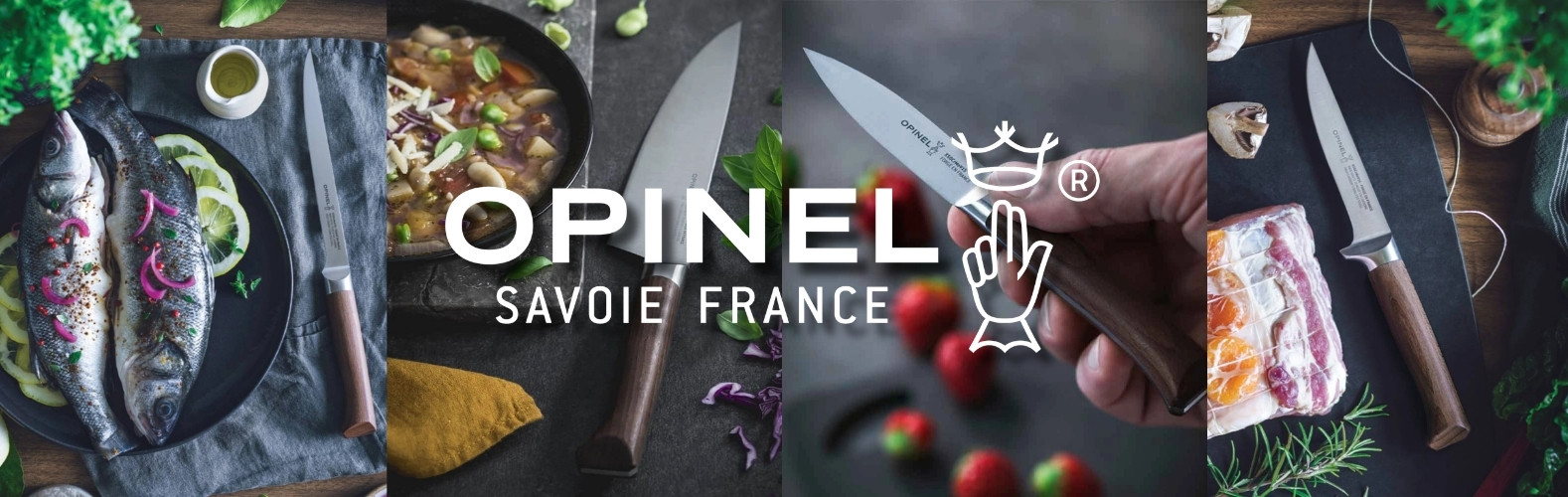 Hochwertige Küchenmesser mit braunen Holzgriffen in Frankreich geschmiedet