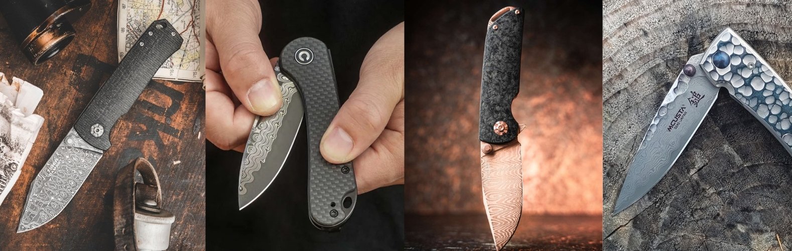 Hochwertige Taschenmesser mit Damastklingen
