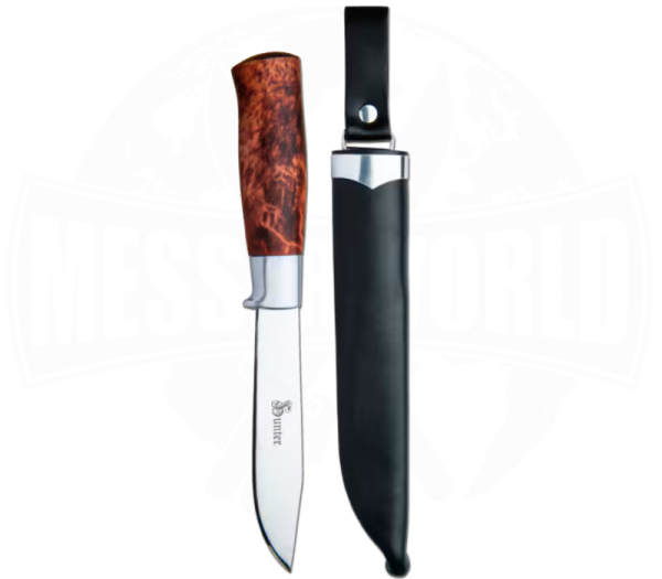 Brusletto Hunter Jagdmesser mit Holzgriff und Lederscheide