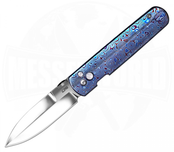 CJRB Locust S90V Blue Titanium Damascus