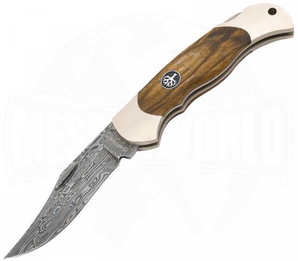 Junior Scout curly birch Damascus Brown Small Pocket Knife