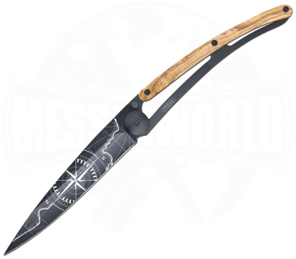 Deejo Tattoo Terra Incognita Black Olivenholz Taschenmesser