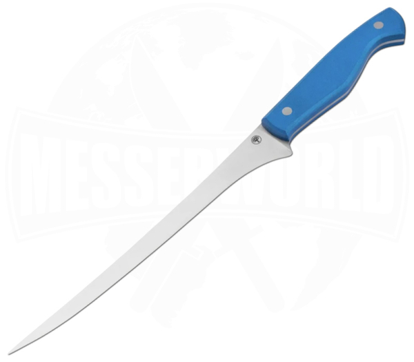 Böker Saga Filetiermesser Hellblau mit 19,6 cm Klinge und hellblauem G10-Griff
