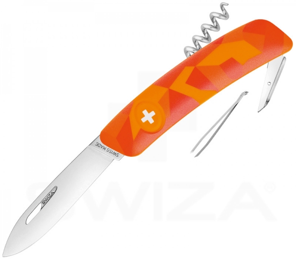 Swiza C01 Luceo knife with Camo Orange handle scales