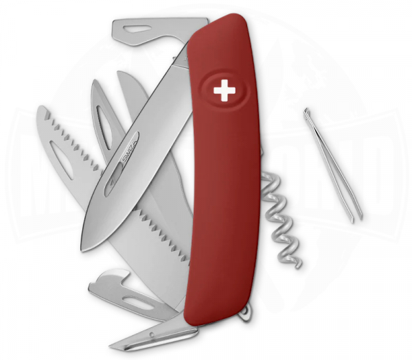 Swiza Messer D09 AM Rot Schweizer Taschenmesser mit Säge und Schere
