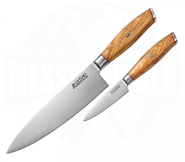 Wusaki Messerset 2 teilig Damast Olive