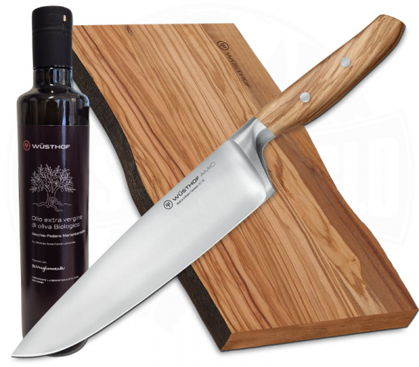 WÜSTHOF Amici Geschenkset Kochmesser+Öl+Brett