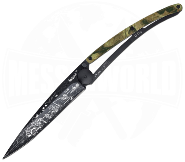 Deejo 37g Grün Camo D-Day Limited – Leichtes Design-Taschenmesser | Messerworld