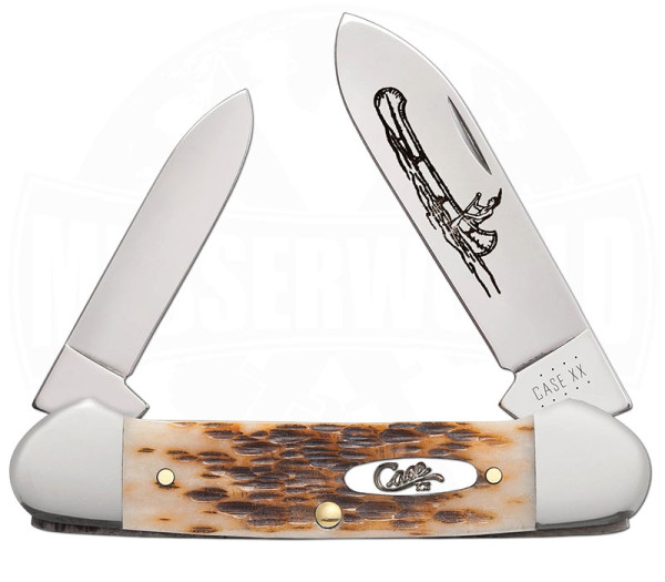 Case Knives CV Amber Bone Canoe mit Canoe-Motiv