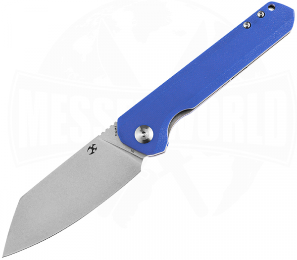 Bulldozer T1028A6 Blue G10 Handle Stonewashed D2 Blade with Kim Ning Design
