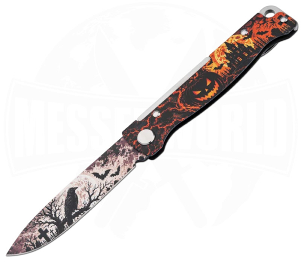 Böker Plus Atlas Evil Pumpkin Slipjoint mit schwarzem Halloween-Edelstahlgriff