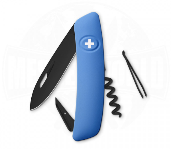 Swiza D01 Allblack Blue Swiss Army Knife black coated