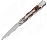 Classic switchblade knife stag horn