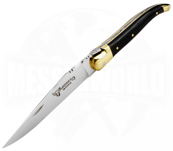 Laguiole en Aubrac pocket knife - brass bolster- handle buffalo horn pressed