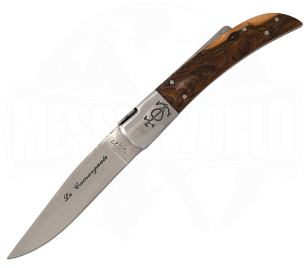 Le Camaguais N°12 Trident Forgé Pistazie französisches Zweihandmesser mit 10,5 cm 12C27-Klinge und Pistazienholzgriff