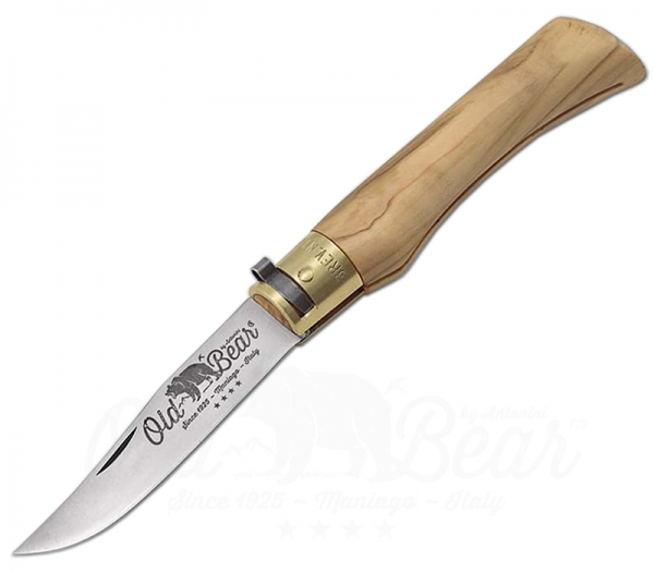 Old Bear L Olive pocket knife with wooden handle