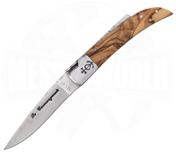 Le Camaguais N°10 Trident Soudé Olive – klassisches französisches Taschenmesser mit Olivenholz und Camargue-Trident.