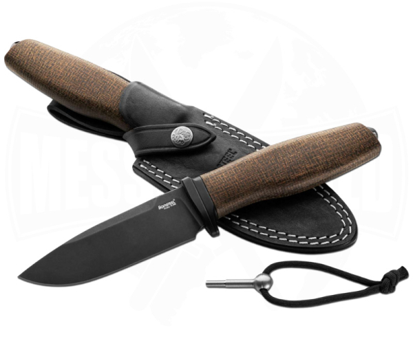 LionSteel ACHA Micarta Green/PVD Feststehendes Outdoormesser mit hochwertiger Lederscheide