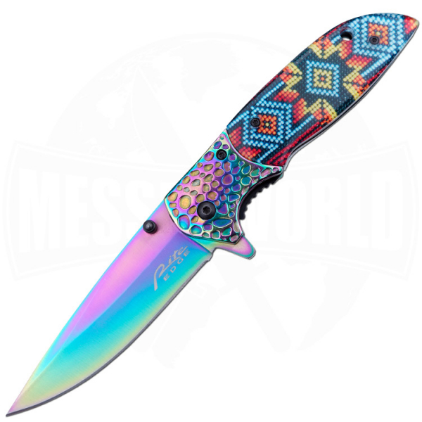Rite Edge Native Beads - buntes Rainbow-Messer mit Assisted Flipper