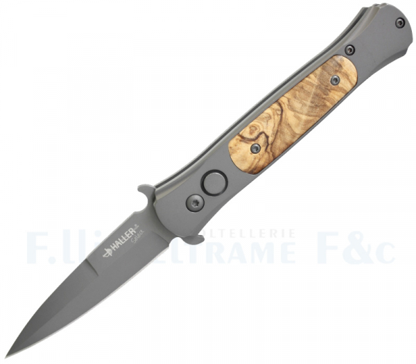 Sprekur olive wood switchblade knife