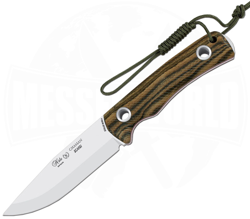 Nieto Chaman Basic Cocobolo Wood Knife - 4.5" Stainless Steel Blade With Leather Sheath