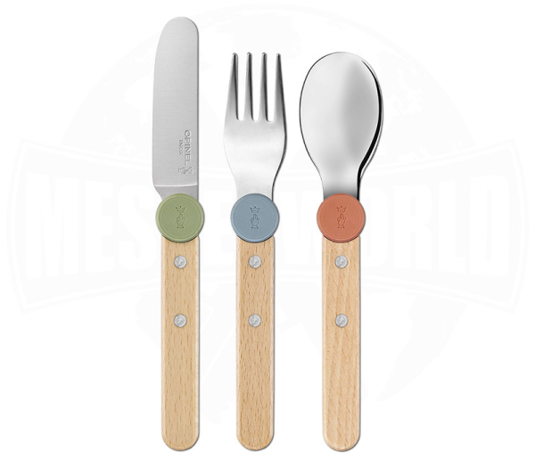 Opinel Le Petit Gourmet Bunt Kinderbesteck-Set mit Messer, Gabel und Löffel