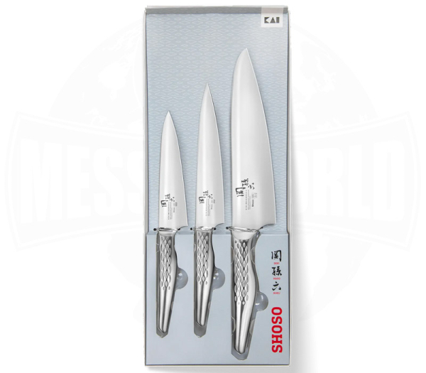 KAI Seki Magoroku Shoso Messer-Set 3-teilig 51S-300 mit Kochmesser und zwei Allzweckmessern