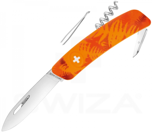 Swiza C01 Filix Pocket Knife with Camo Fern Orange Handle Scales