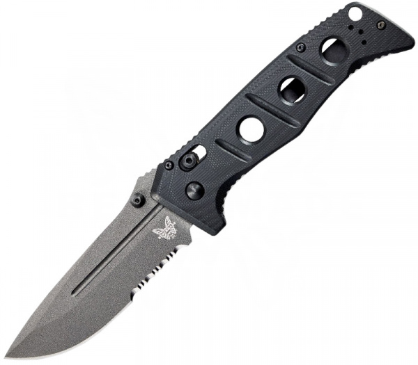 Benchmade Adamas Gray Serrated Drop-Point