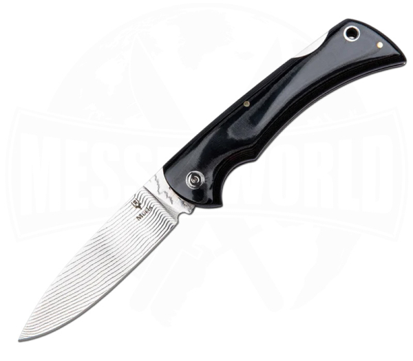 Muela Rhino Micarta Black/Damascus Zweihandmesser mit Damastklinge und schwarzem Micarta-Griff