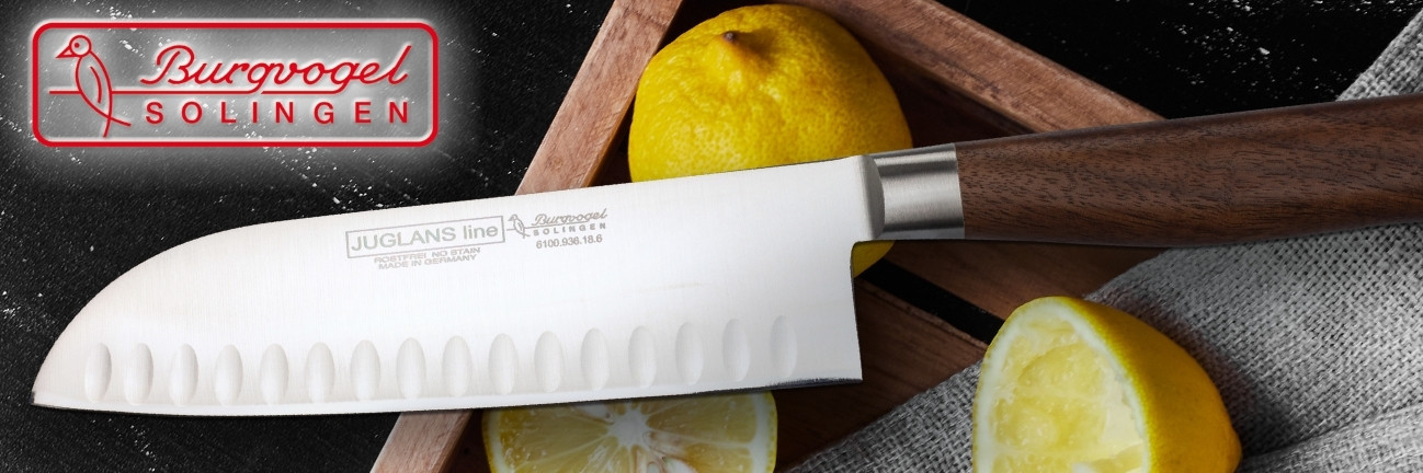 Burgvogel Juglans Line Kochmesser - Handgeschmiedete Messer mit Walnussholzgriffen