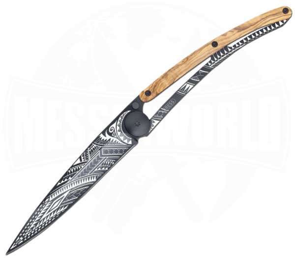 Deejo 37g Tattoo Samoa Olivenholz – Ultraleichtes EDC Messer