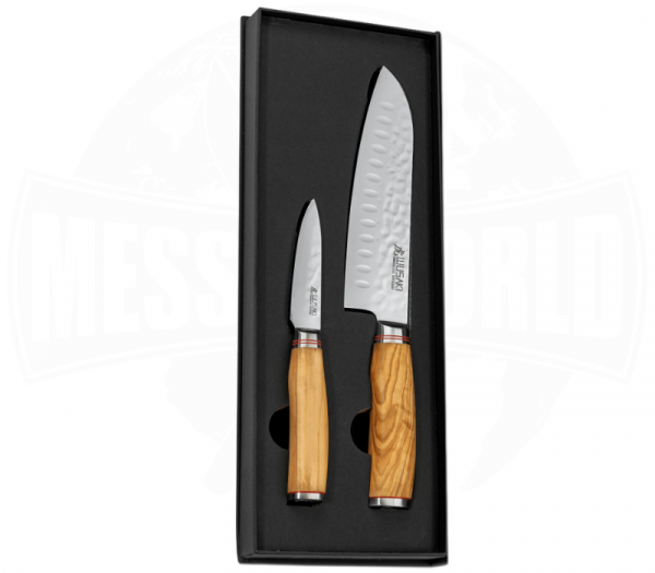 Wusaki knife set 2-piece Damascus olive hammer blow WU8011 Kitchen knife with olive wood handle - Made in China